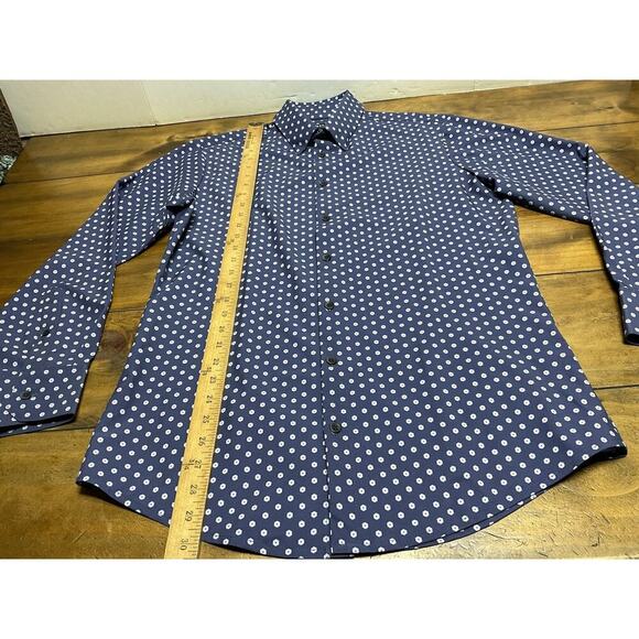 Mizzen + Main Medium Trim Leeward Blue Pink Floral Button Up Casual Preppy - Picture 8 of 12